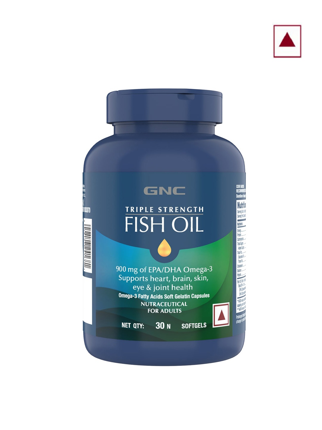 

GNC Triple Strength Fish Oil Omega 3 Capsules - 30 Softgel Capsules, Blue