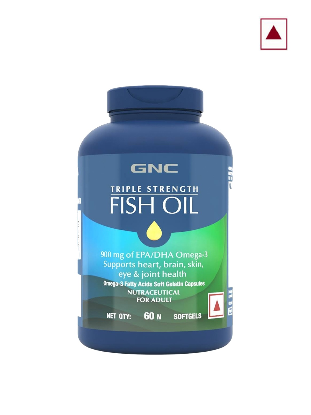 

GNC Triple Strength Fish Oil 900mg Omega 3 Gelatin Capsules - 60 Softgels, Blue