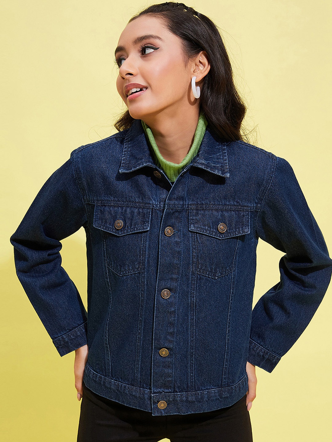 

Noh.Voh - SASSAFRAS Kids Girls Washed Denim Jacket, Navy blue