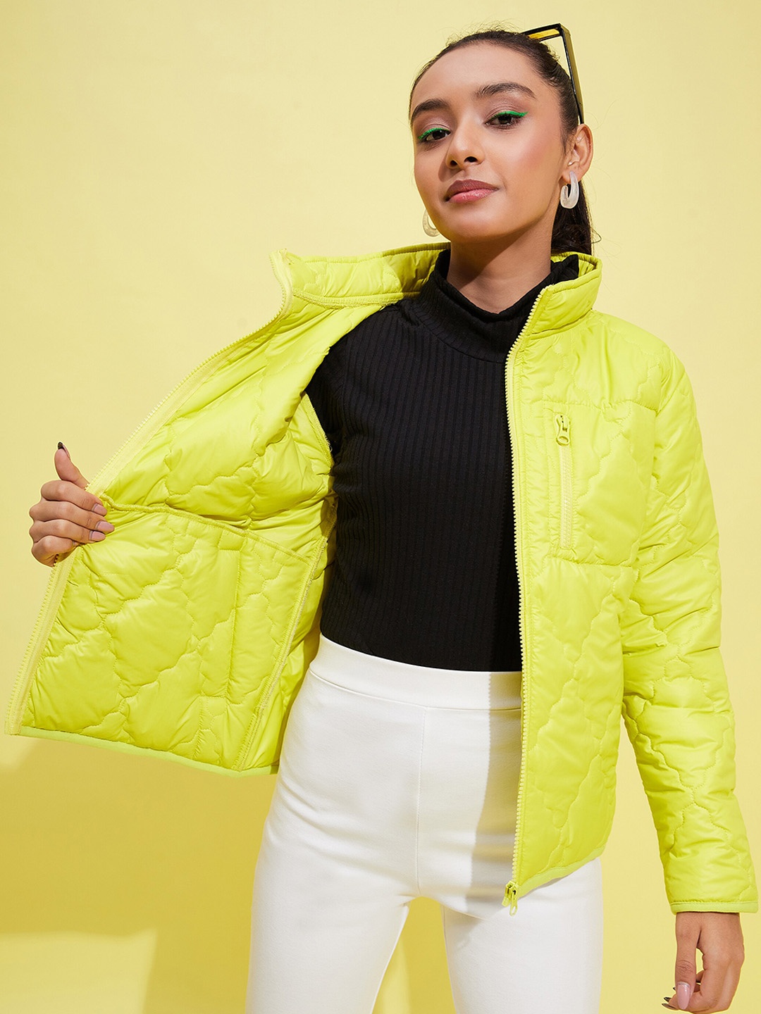 

Noh.Voh - SASSAFRAS Kids Girls Mock Collar Quilted Jacket, Yellow