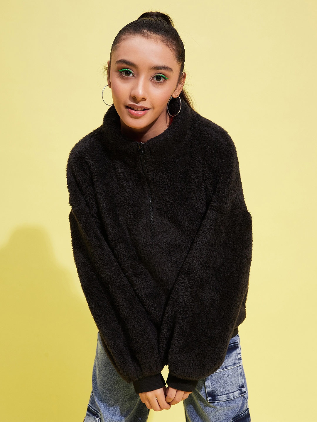 

Noh.Voh - SASSAFRAS Kids Girls High Neck Oversized Sweatshirt, Black