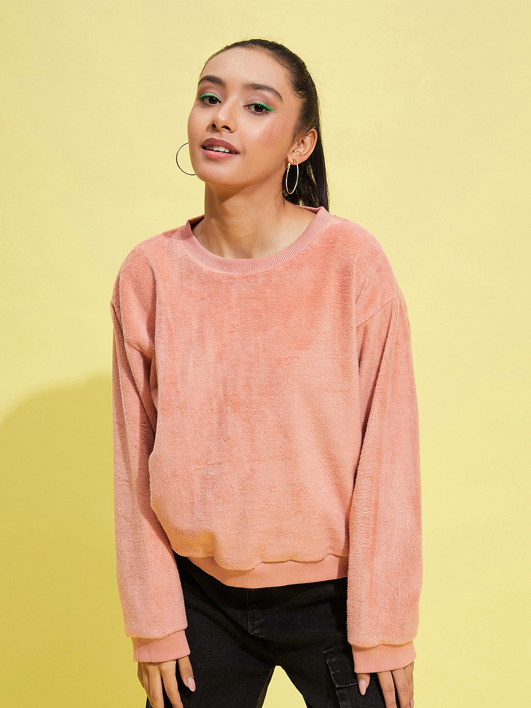 

Noh.Voh - SASSAFRAS Kids Girls Round Neck Fleece Sweatshirt, Peach