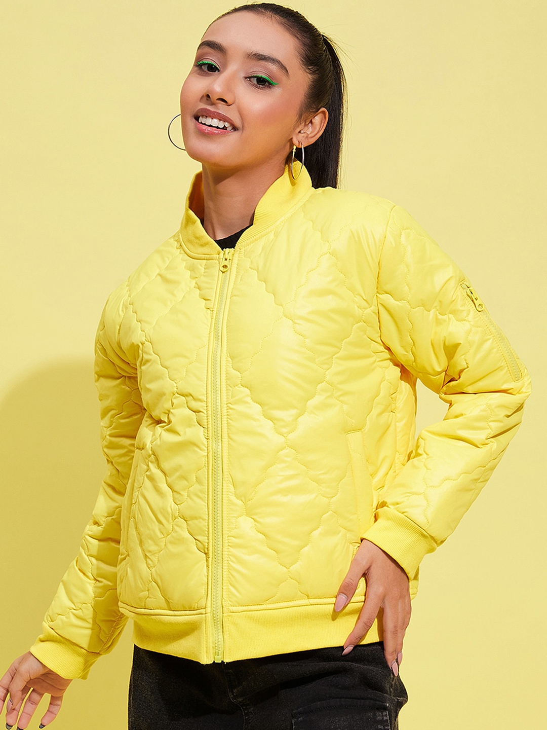 

Noh.Voh - SASSAFRAS Kids Girls Yellow Stand Collar Quilted Jacket