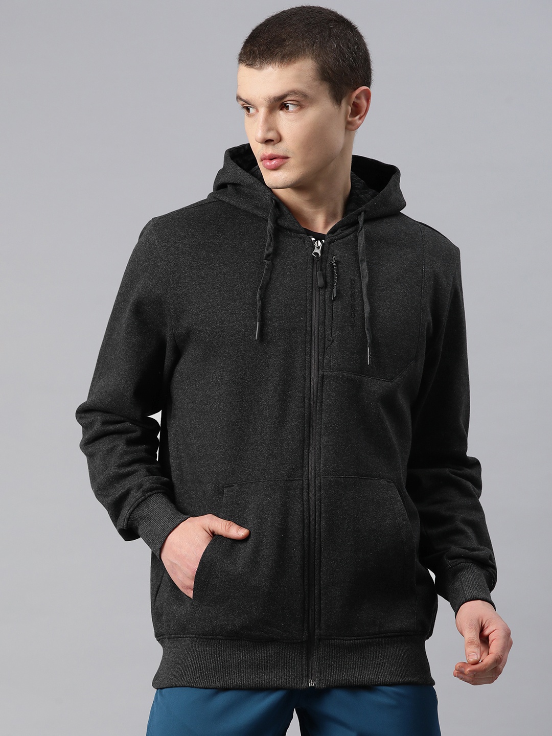 

Alcis Men Solid Hooded Sporty Jacket, Charcoal