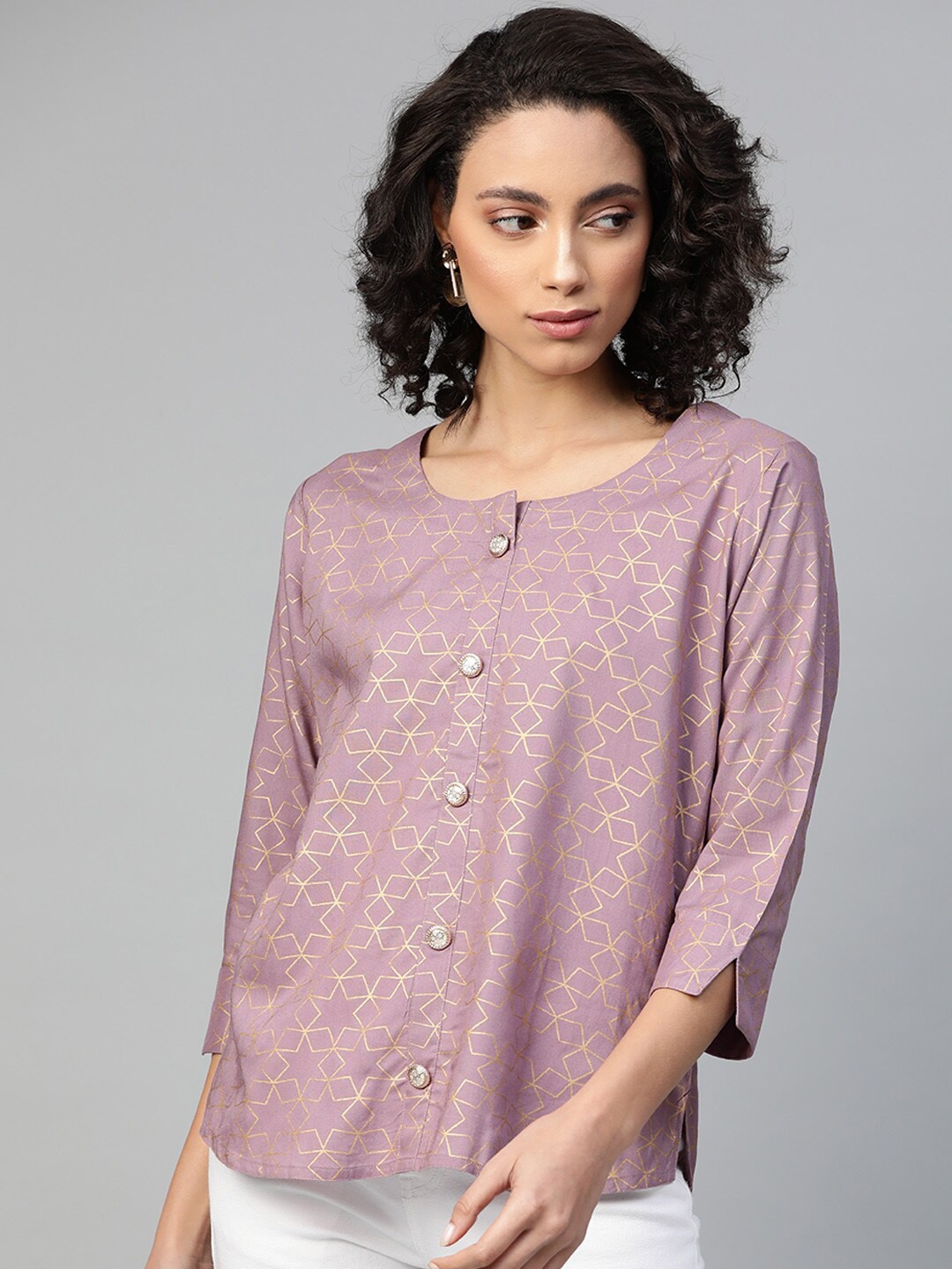 

JC4U Geometric Printed Top, Mauve