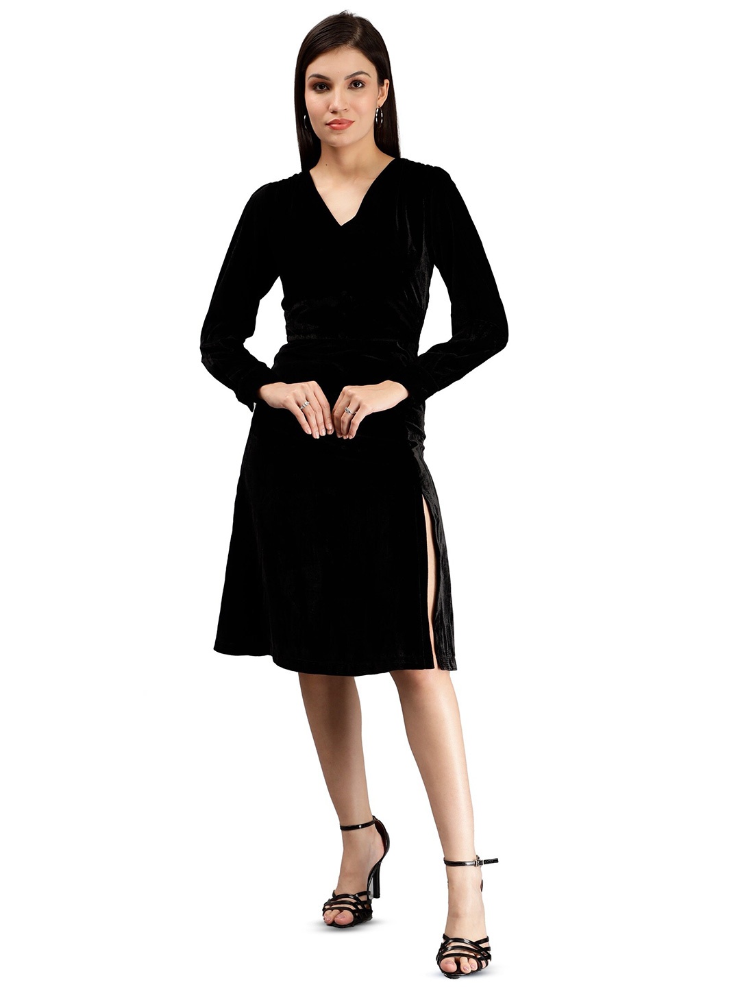 

Miga by Shaberry V-Neck Cut-Outs A-Line Dress, Black