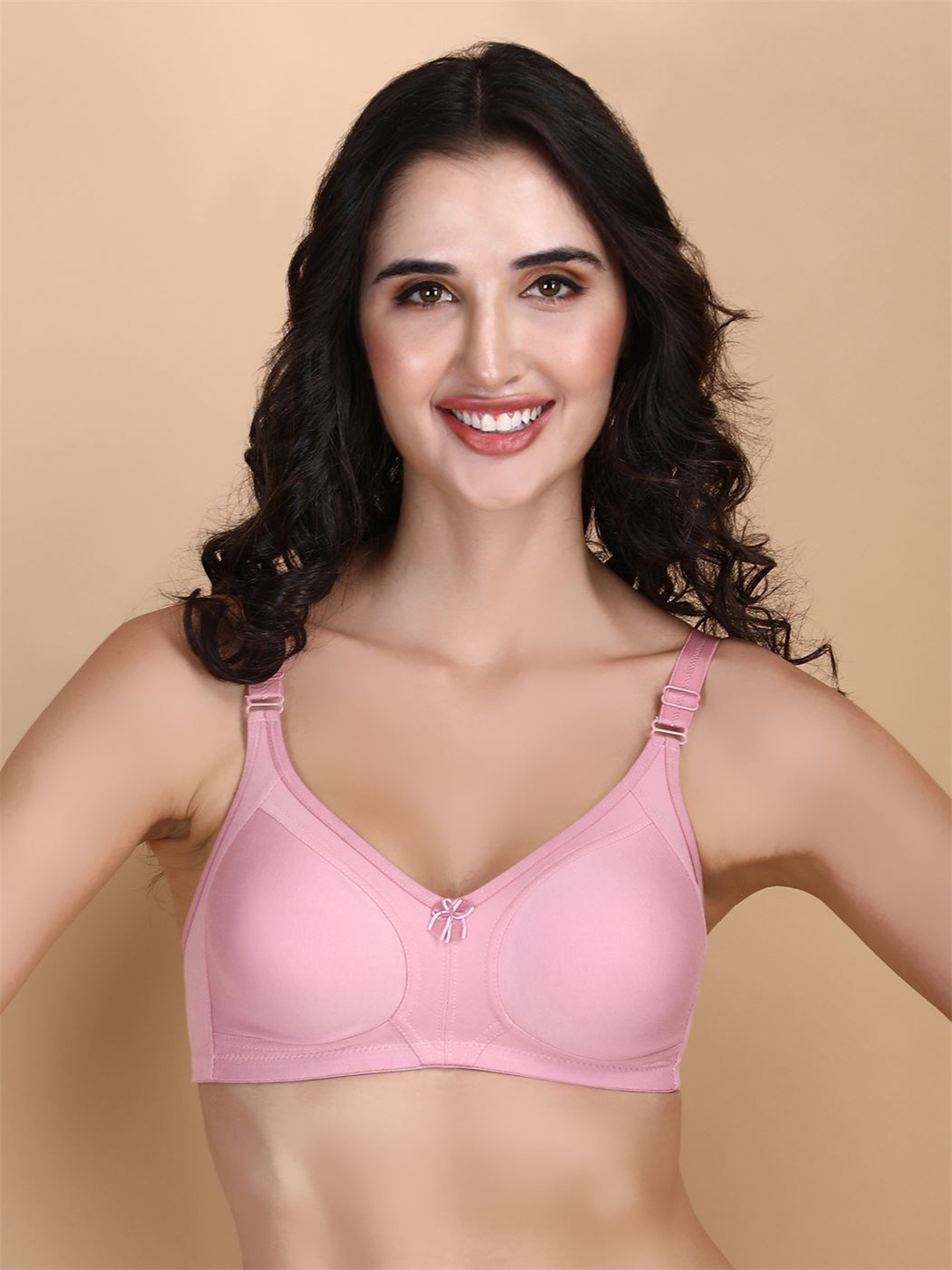 

Hill Islands Full Coverage Non-Wired Cotton Anti Odour Everyday Bra With All Day Comfort, Pink