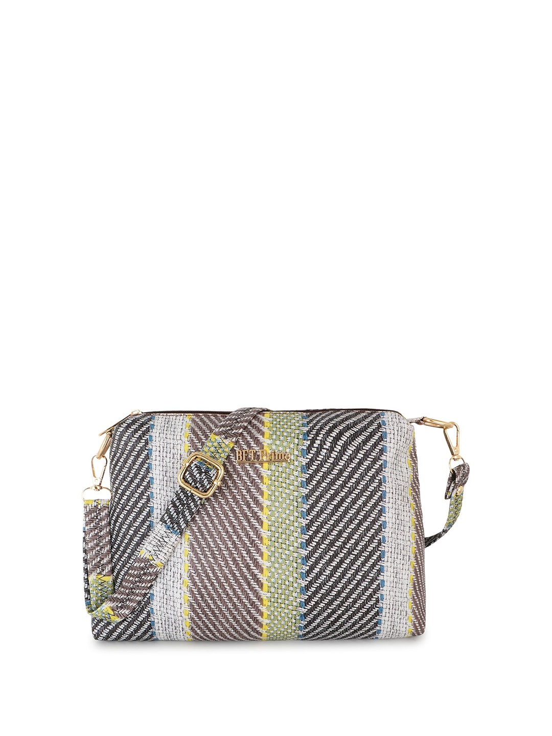 

WOMEN MARKS Abstract Self Design Structured Sling Bag, Yellow