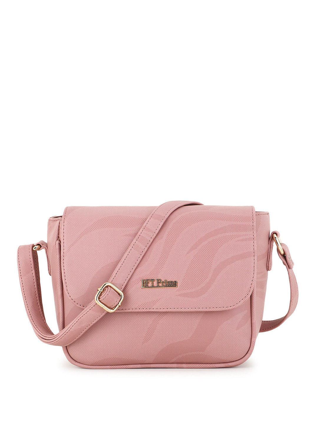 

WOMEN MARKS Abstract Printed Structured Sling Bag, Peach