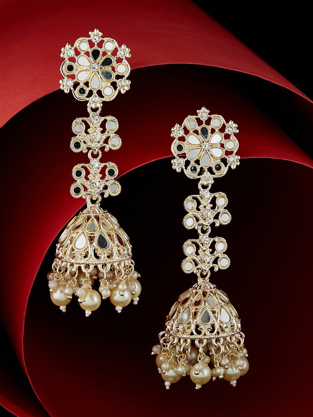 

ATIBELLE Gold-Plated Contemporary Jhumkas