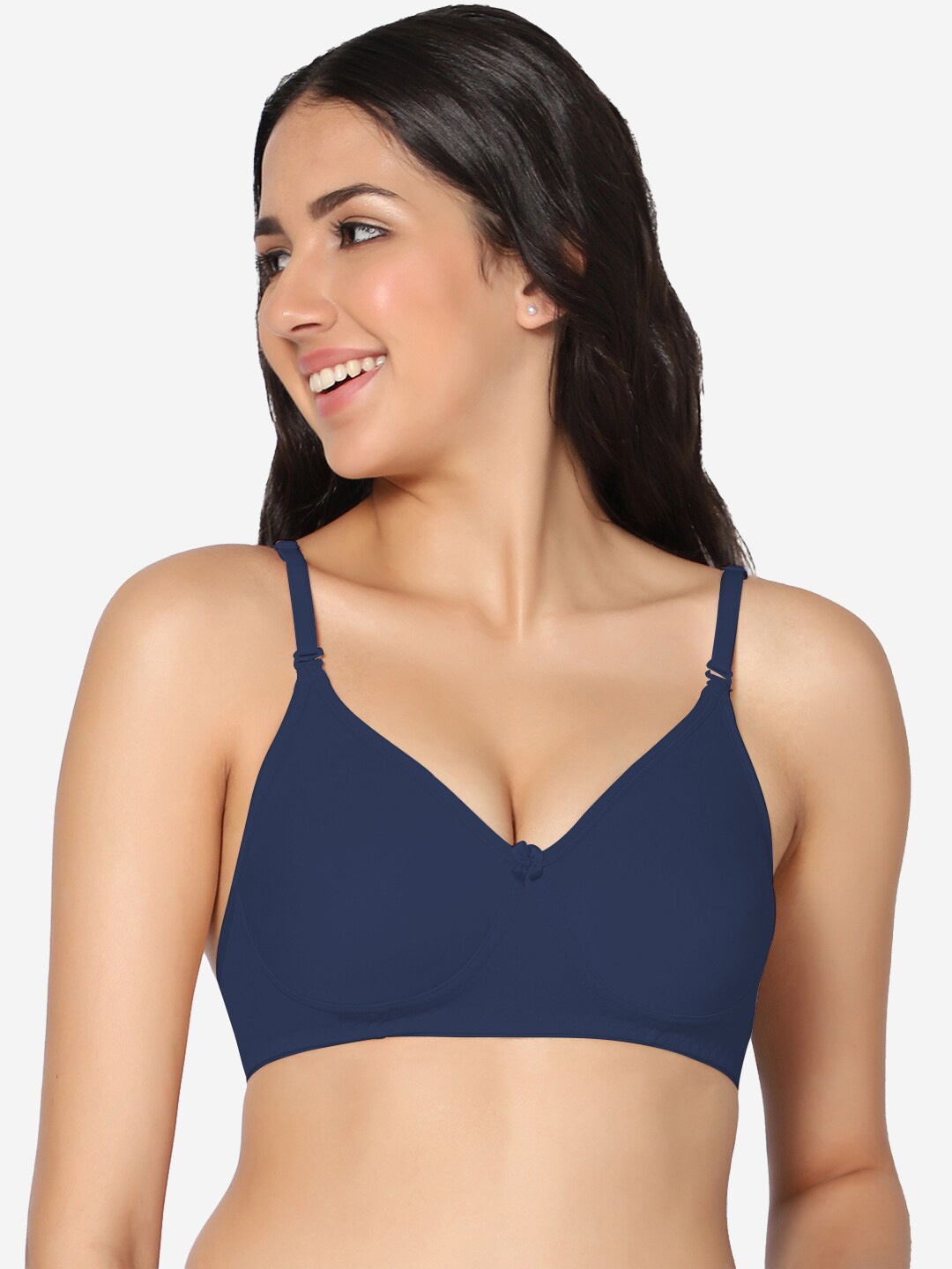 

In Care Full Coverage Lightly Padded All Day Comfort Super Support Bra Cotton T-shirt Bra, Navy blue