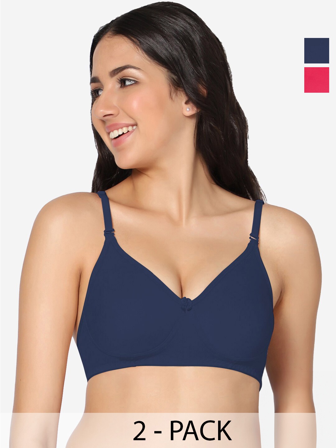 

In Care Pack of 2 Full Coverage T-shirt Bra With All Day Comfort, Navy blue