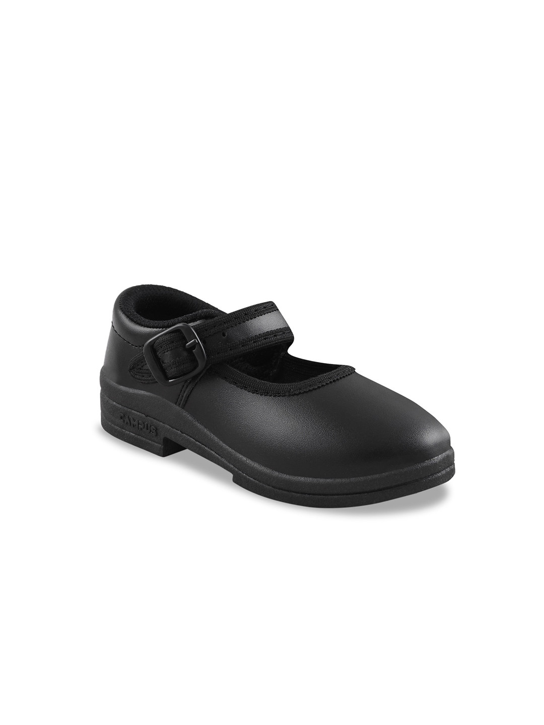 

Campus Girls Textured Buckled School Sneakers, Black