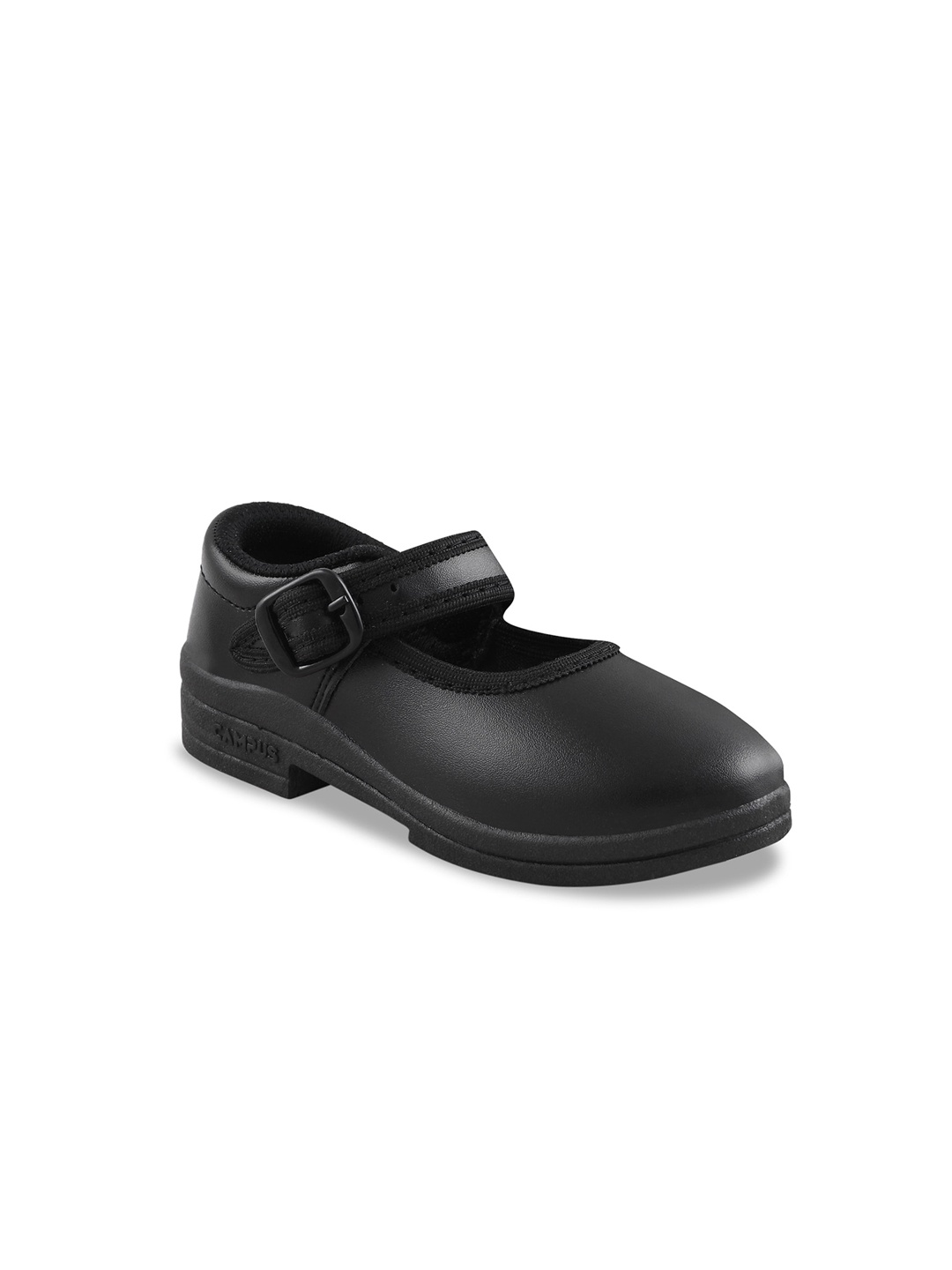 

Campus Girls Textured Buckled School Sneakers, Black