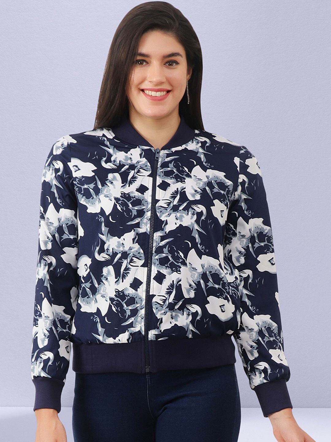 

NUEVOSDAMAS Floral Printed Bomber Jacket, White