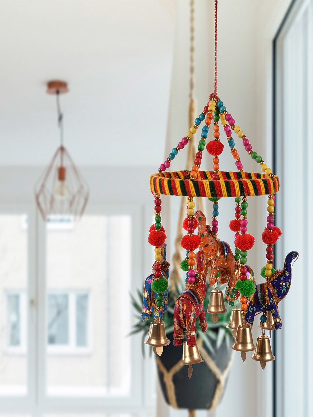 

Kuber Industries Red & Beige 2 Pieces Rajasthani Traditional Windchimes