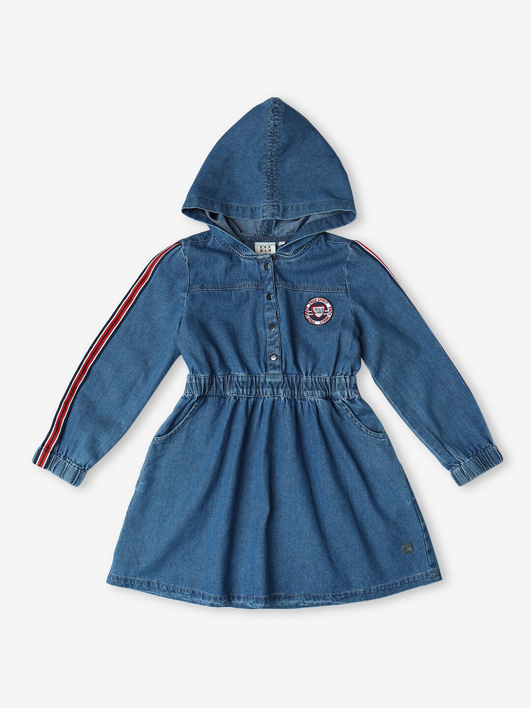 

Ed-a-Mamma Hooded Cotton Fit & Flare Dress, Blue