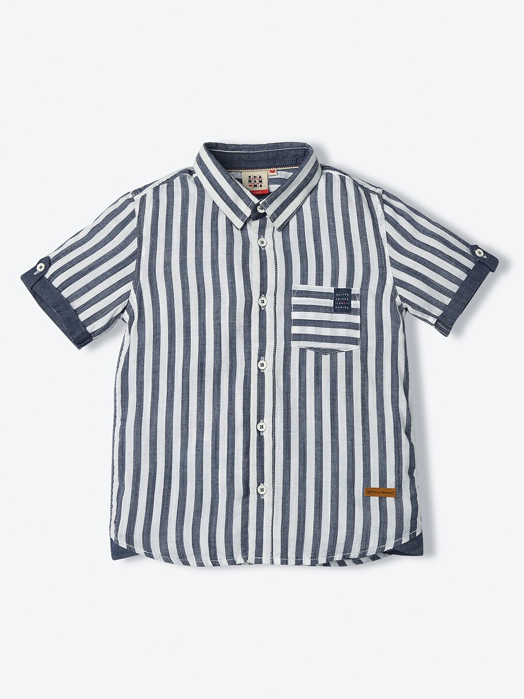 

Ed-a-Mamma Boys Striped Cotton Casual Shirt, Blue