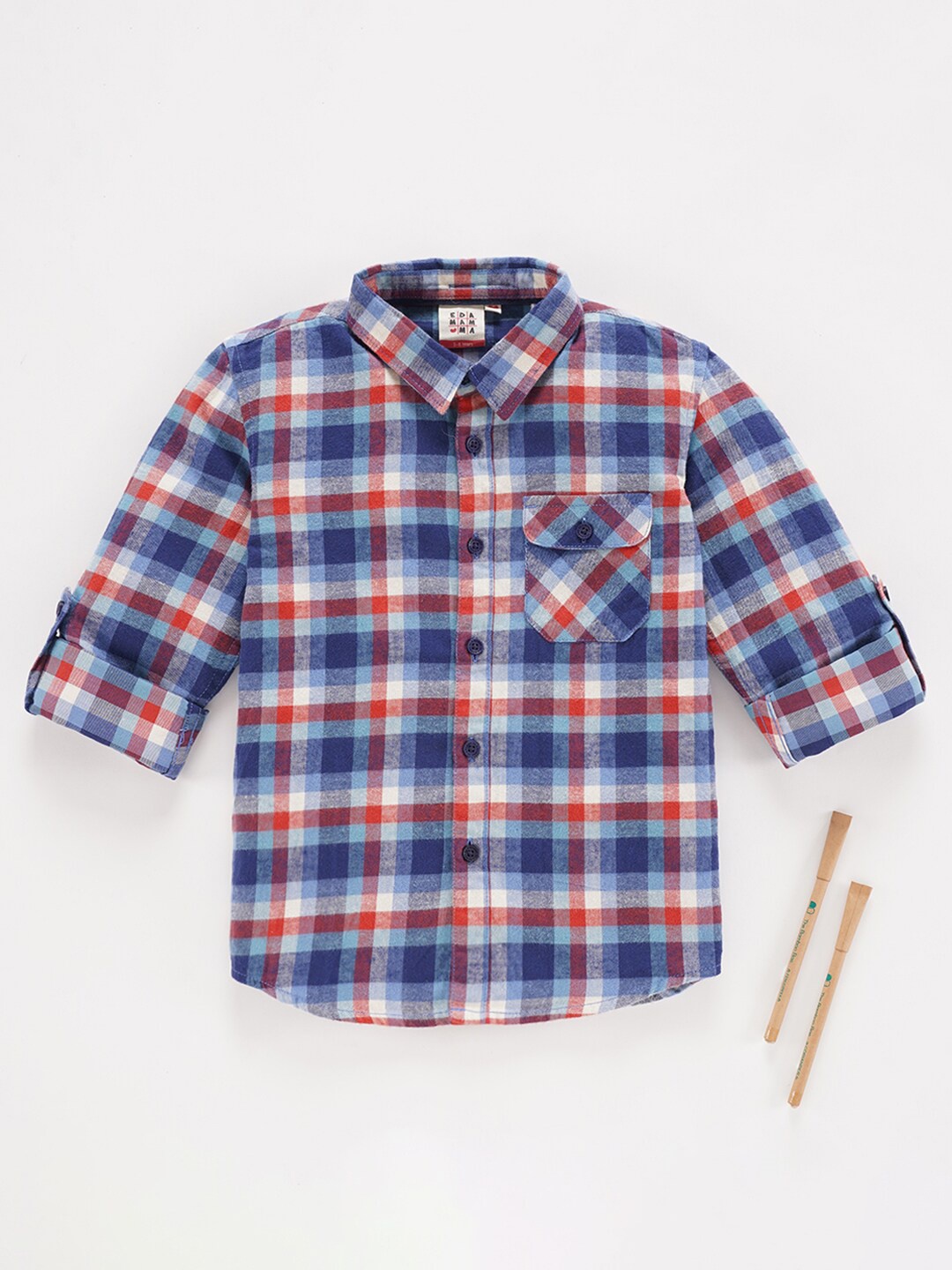 

Ed-a-Mamma Boys Checked Classic Casual Shirt, Navy blue