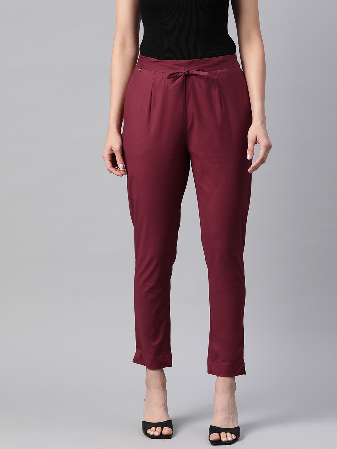 Readiprint Slim Fit Cigarette Trousers, Maroon