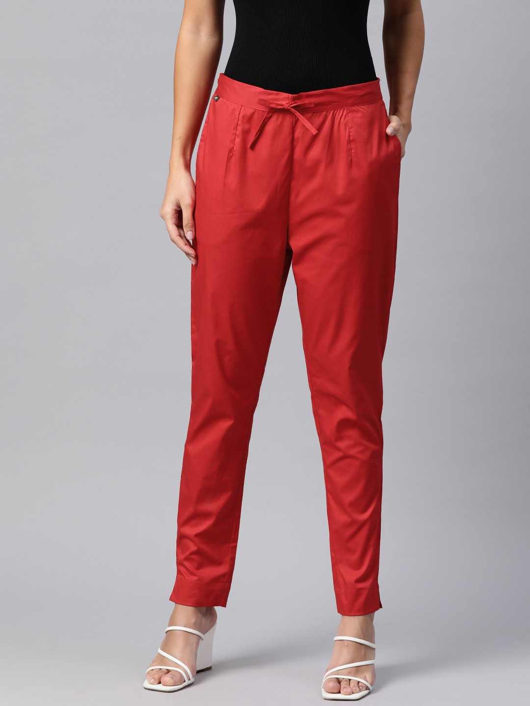 

Readiprint Slim Fit Cigarette Trousers, Red