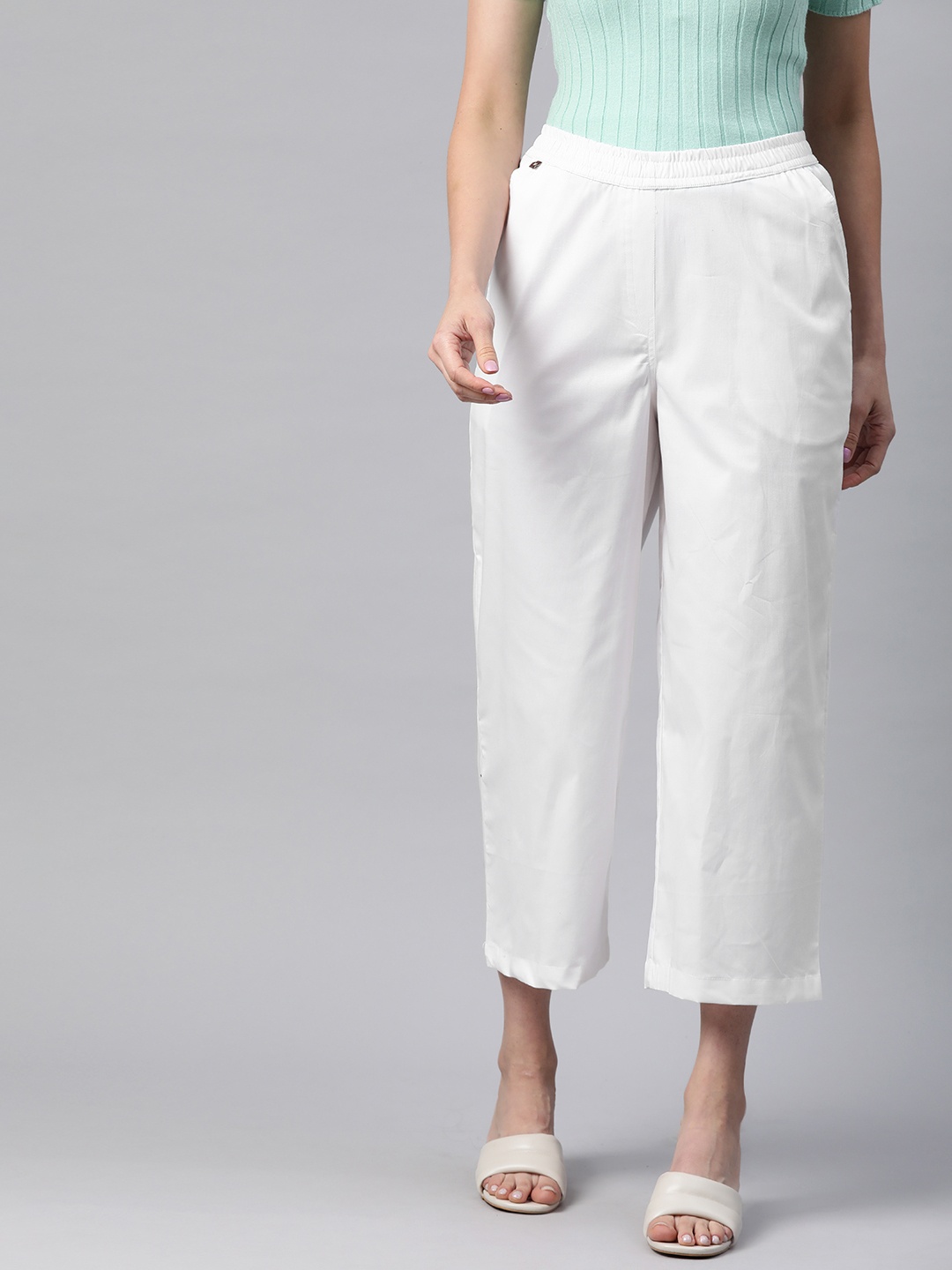 

Readiprint Fashions Straight Fit High-Rise Culottes Trousers, White