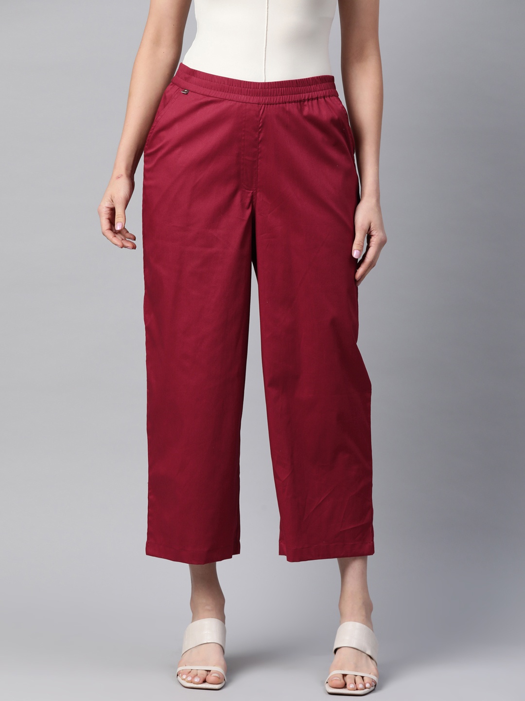 

Readiprint Fashions Straight Fit High-Rise Culottes Trousers, Maroon