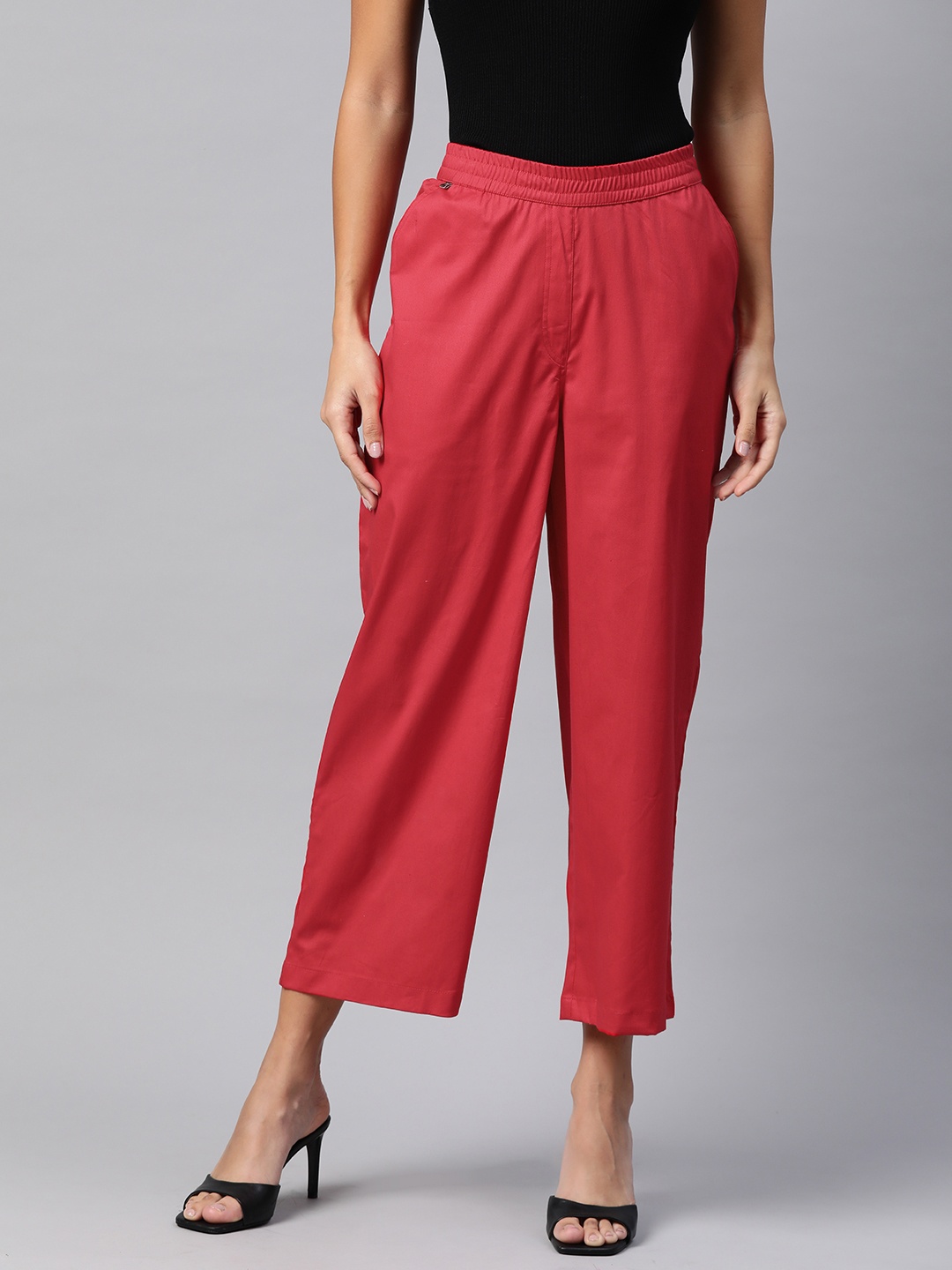 

Readiprint Straight Fit High-Rise Culottes Trousers, Red