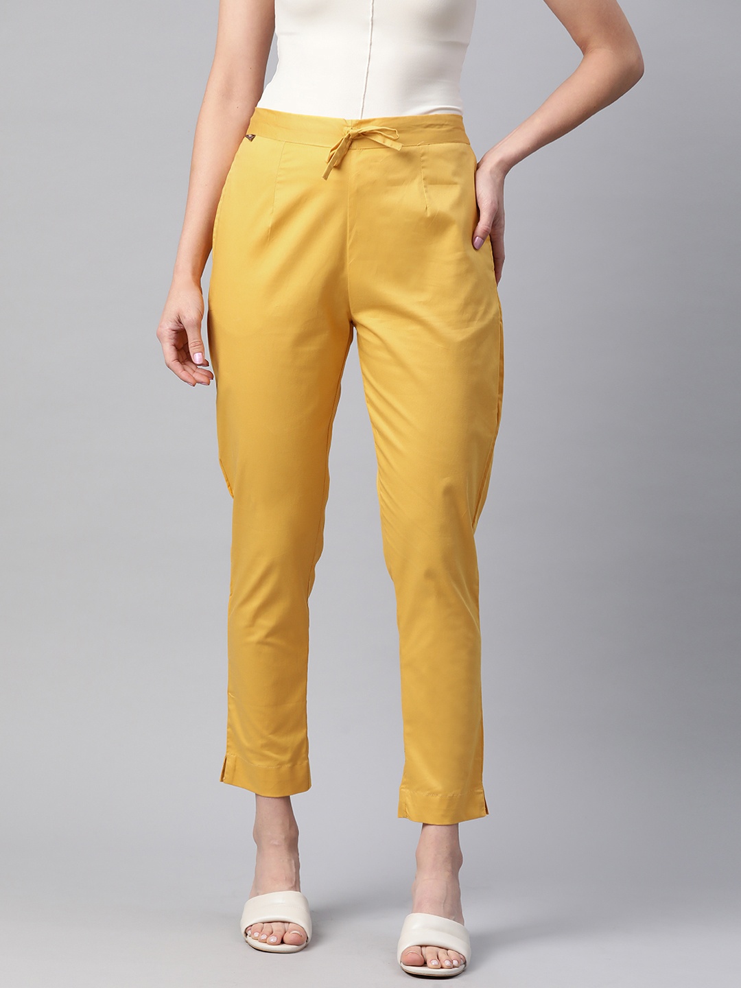 

Readiprint Slim Fit Cigarette Trousers, Mustard