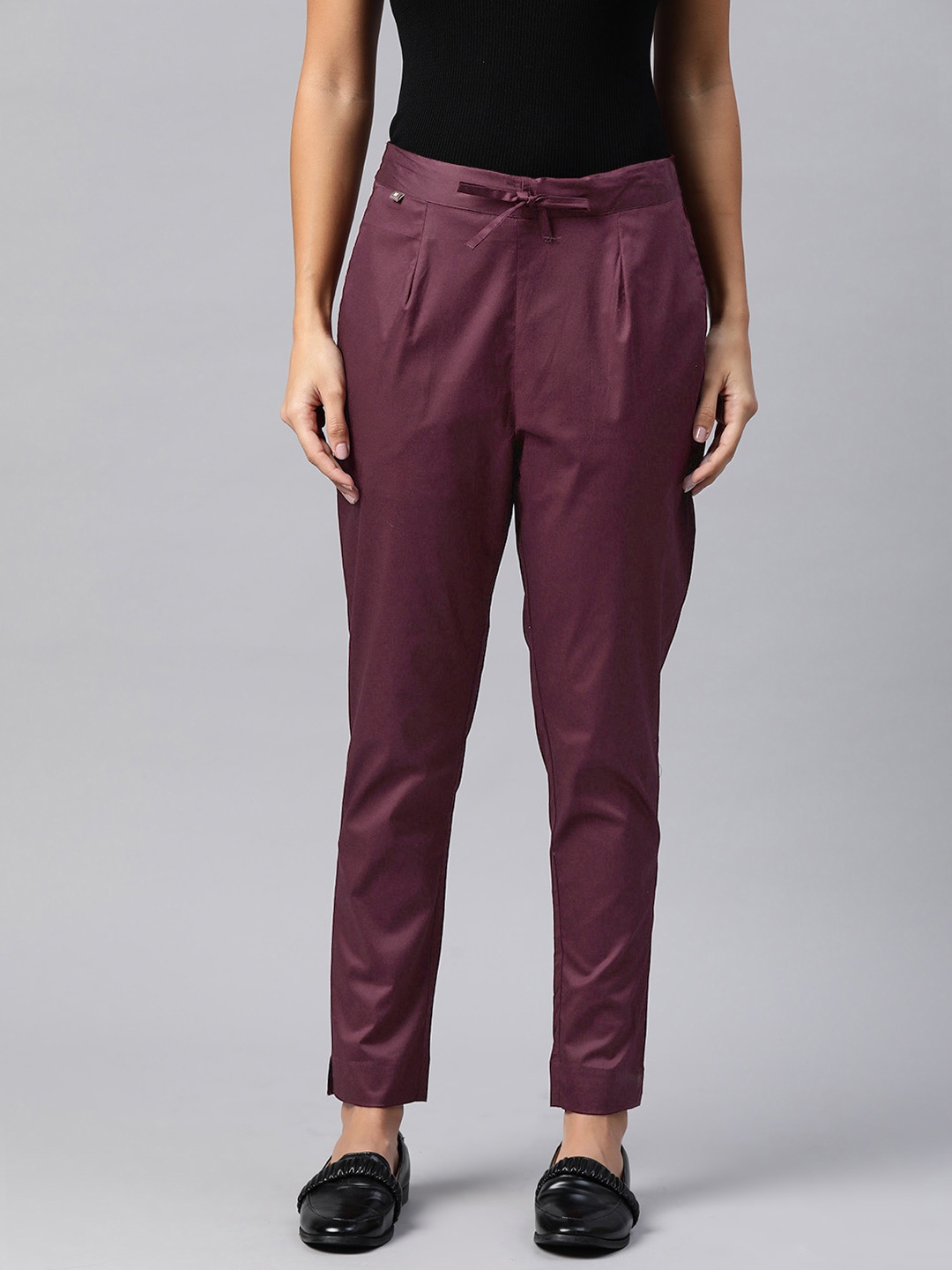 

Readiprint Slim Fit Cigarette Trousers, Burgundy