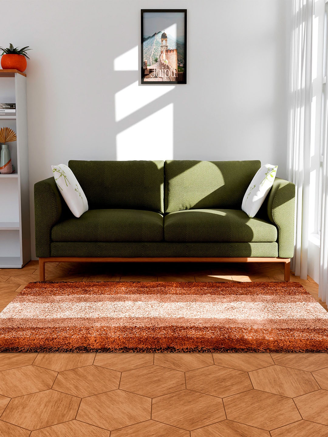 

Kuber Industries Cream Striped Anti-Slip Carpets