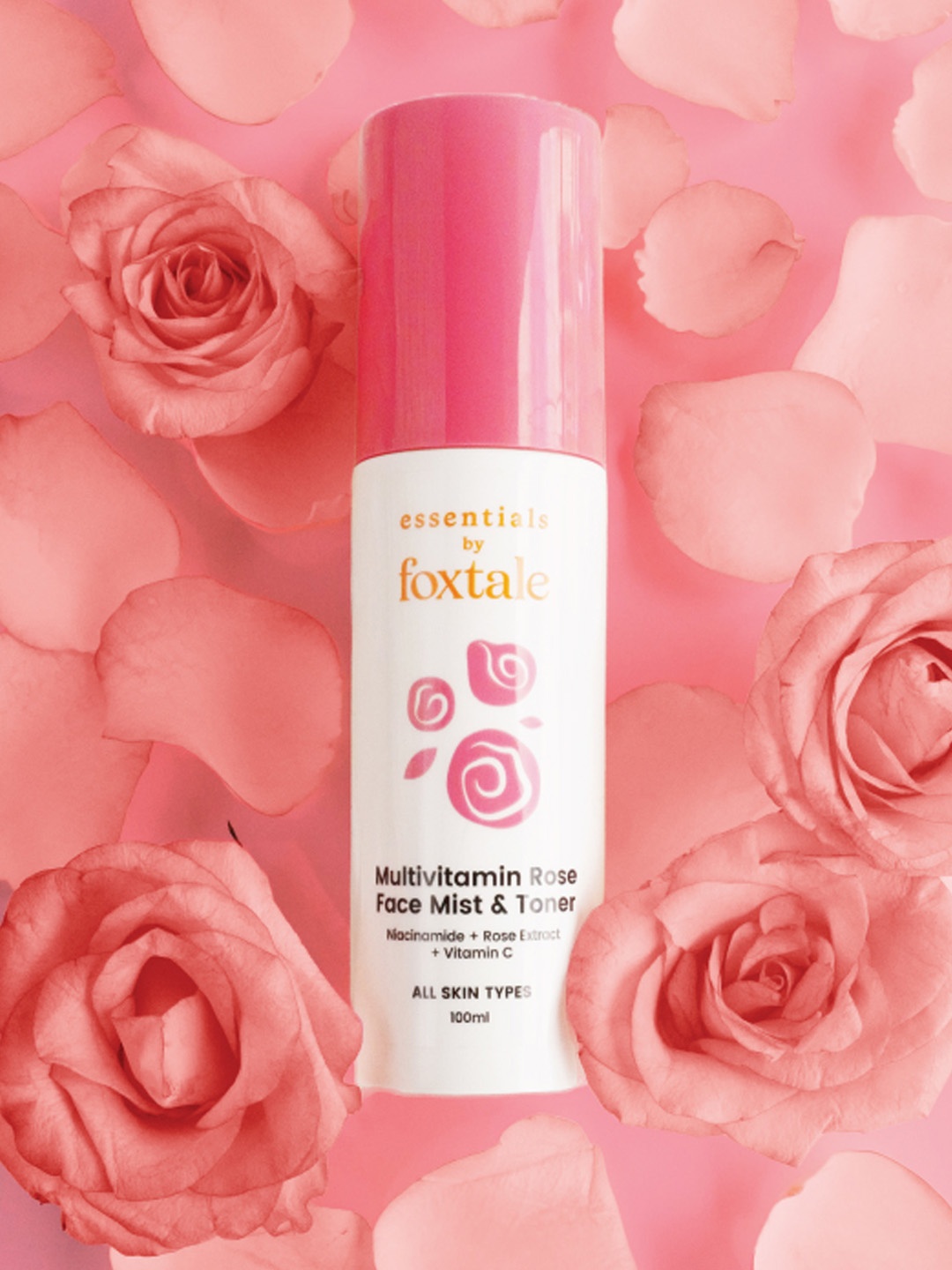 

FoxTale Essentials Multivitamin Rose Mist & Toner with Niacinamide & Vitamin C - 100 ml, Pink