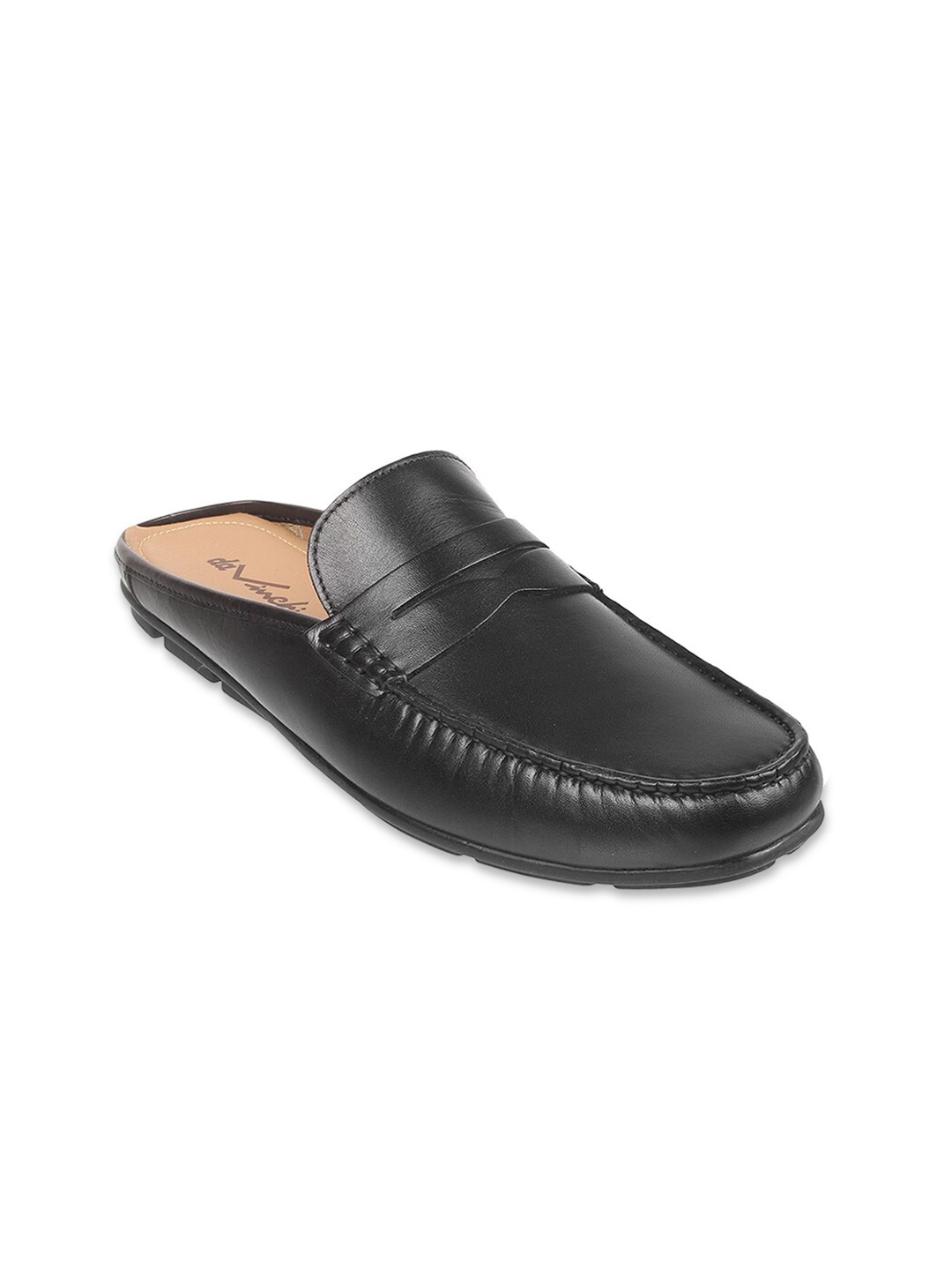

Metro Leather Ethnic Shoe-Style Sandals, Black