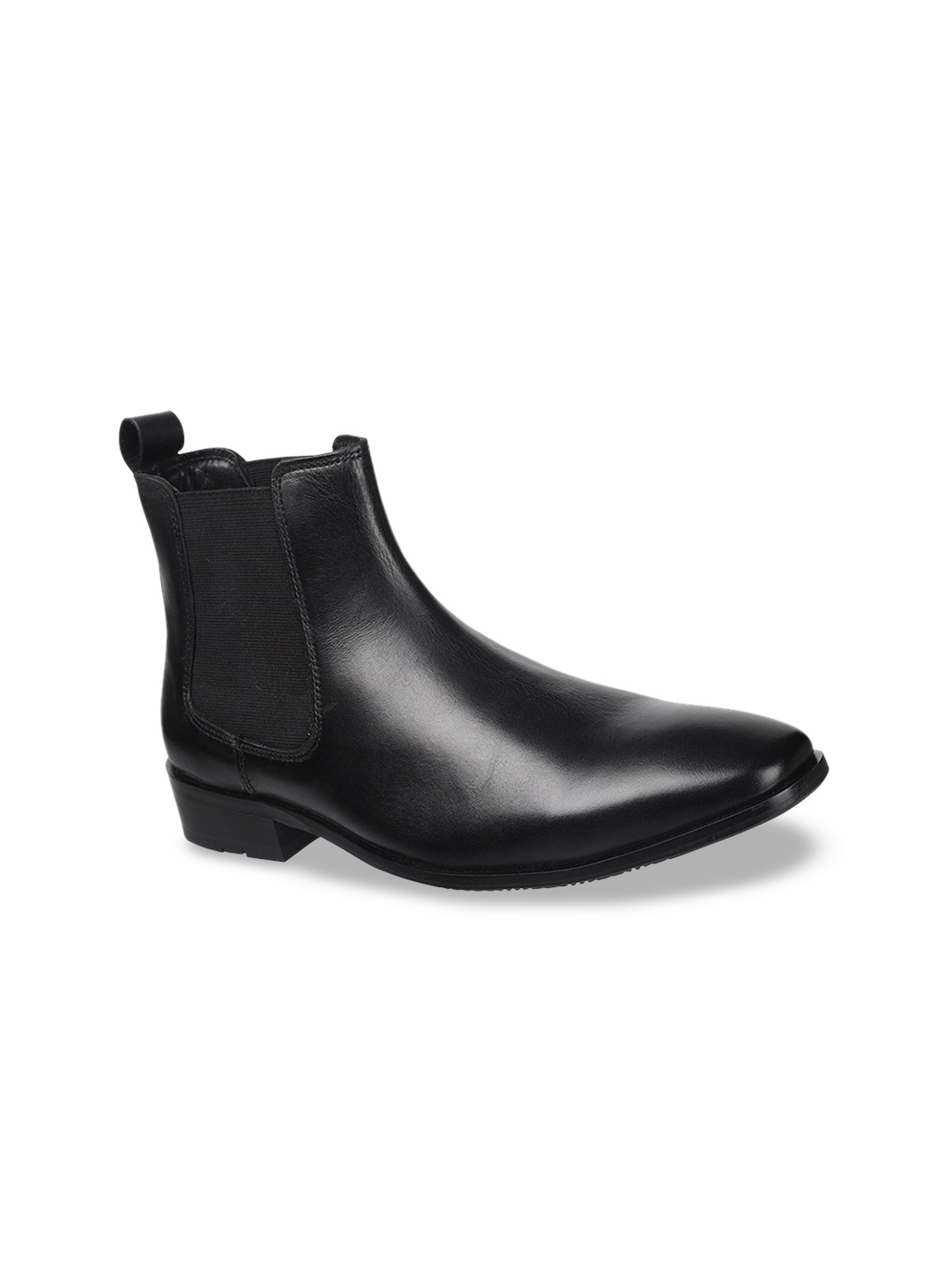 

DAVINCHI Men Leather Mid-Top Chelsea Boots, Black