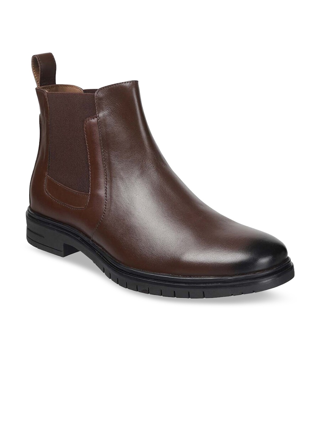 

DAVINCHI Men Leather Mid-Top Chelsea Boots, Brown