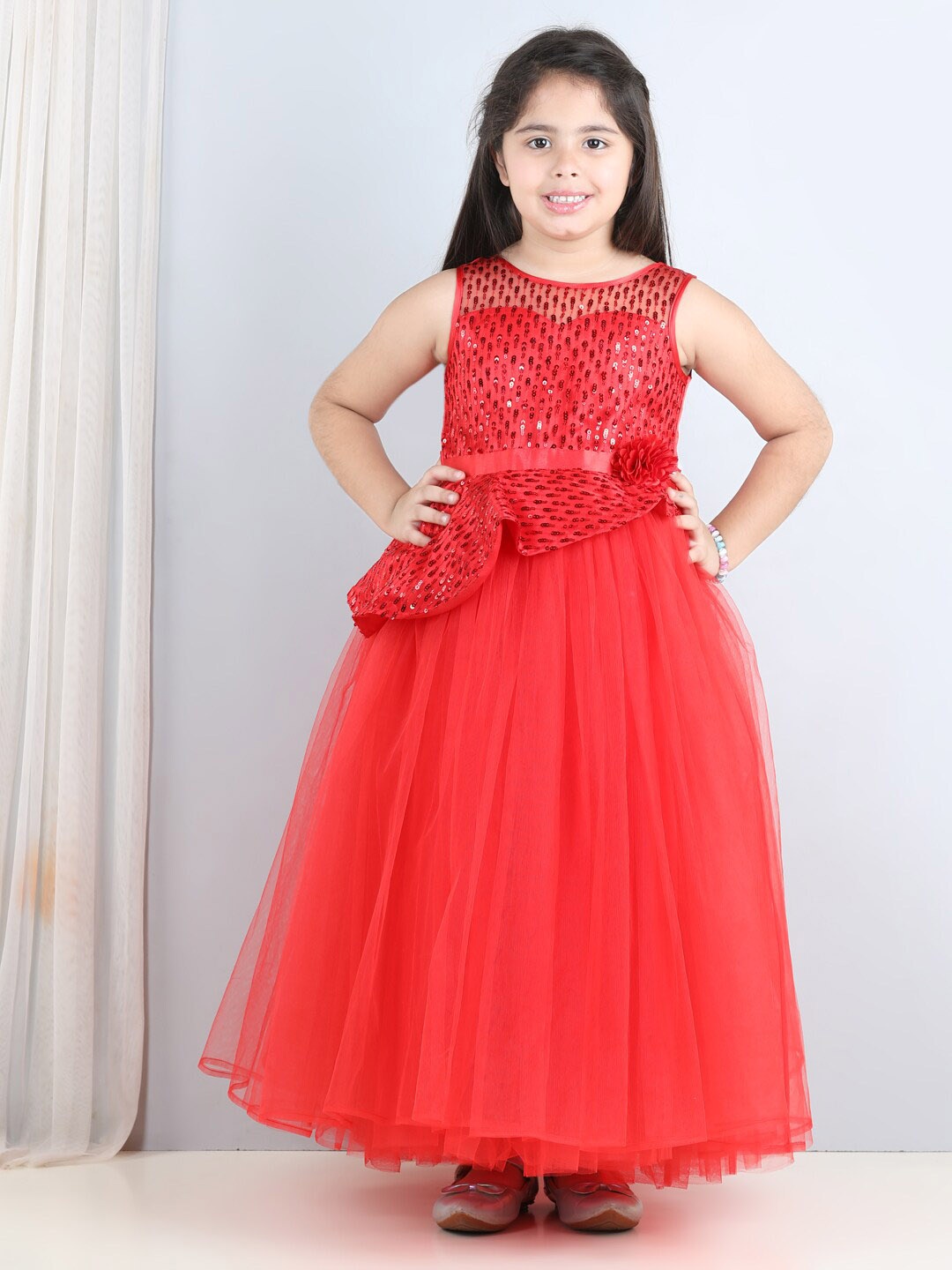 

Toy Balloon kids Girls Embellished Maxi Dress, Red