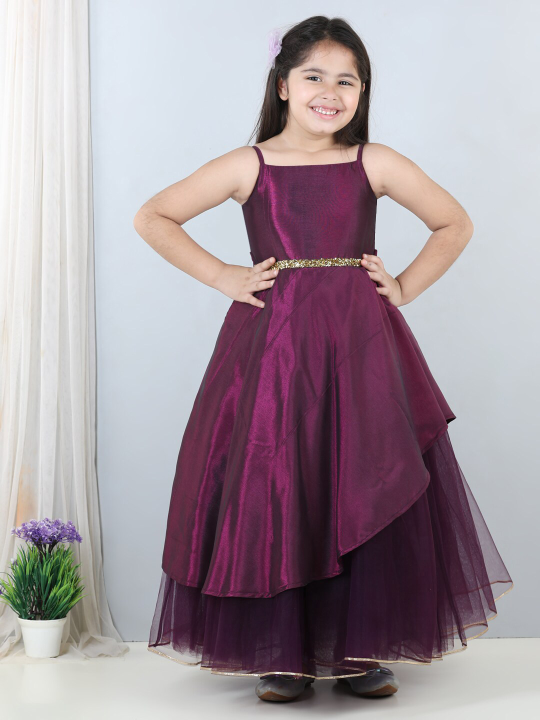 

Toy Balloon kids Girls Shoulder Straps Maxi Dress, Purple