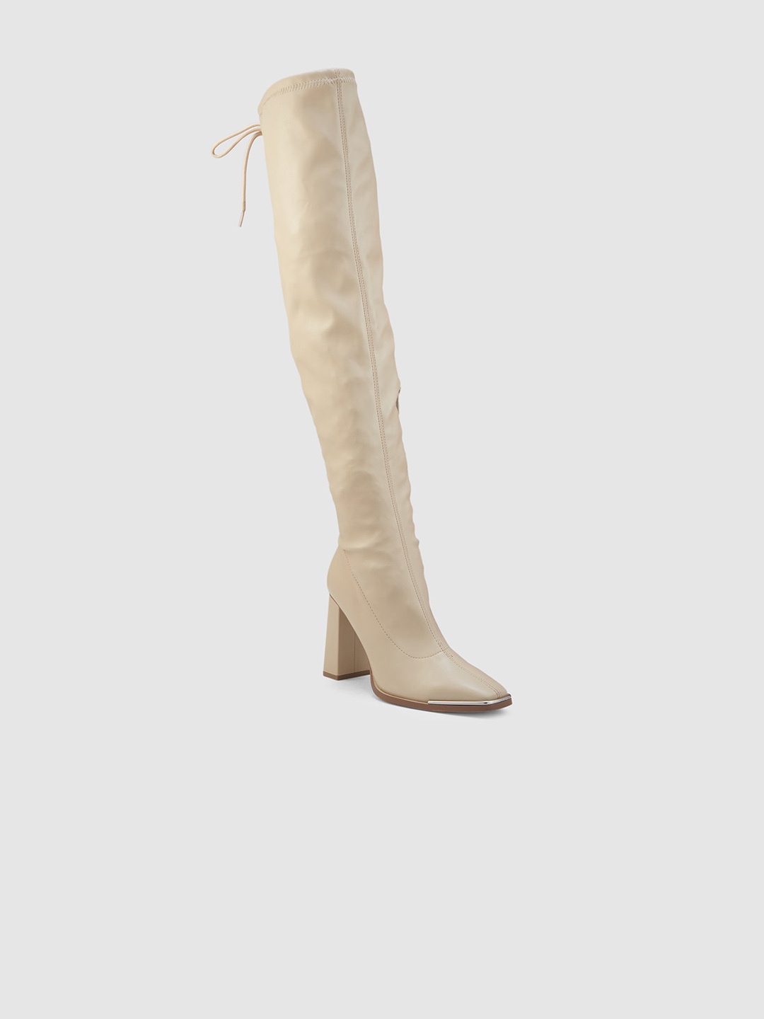 

Sole To Soul Women Block Heeled High-Top Chunky Boots, Beige