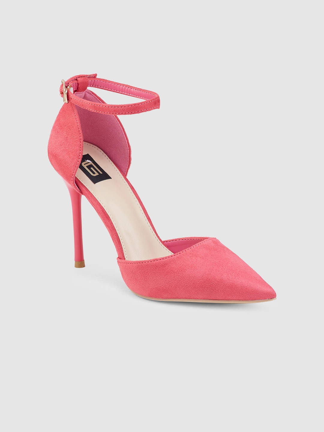 

Sole To Soul Suede Pointed Toe Stiletto Pumps With Ankle Loop, Pink