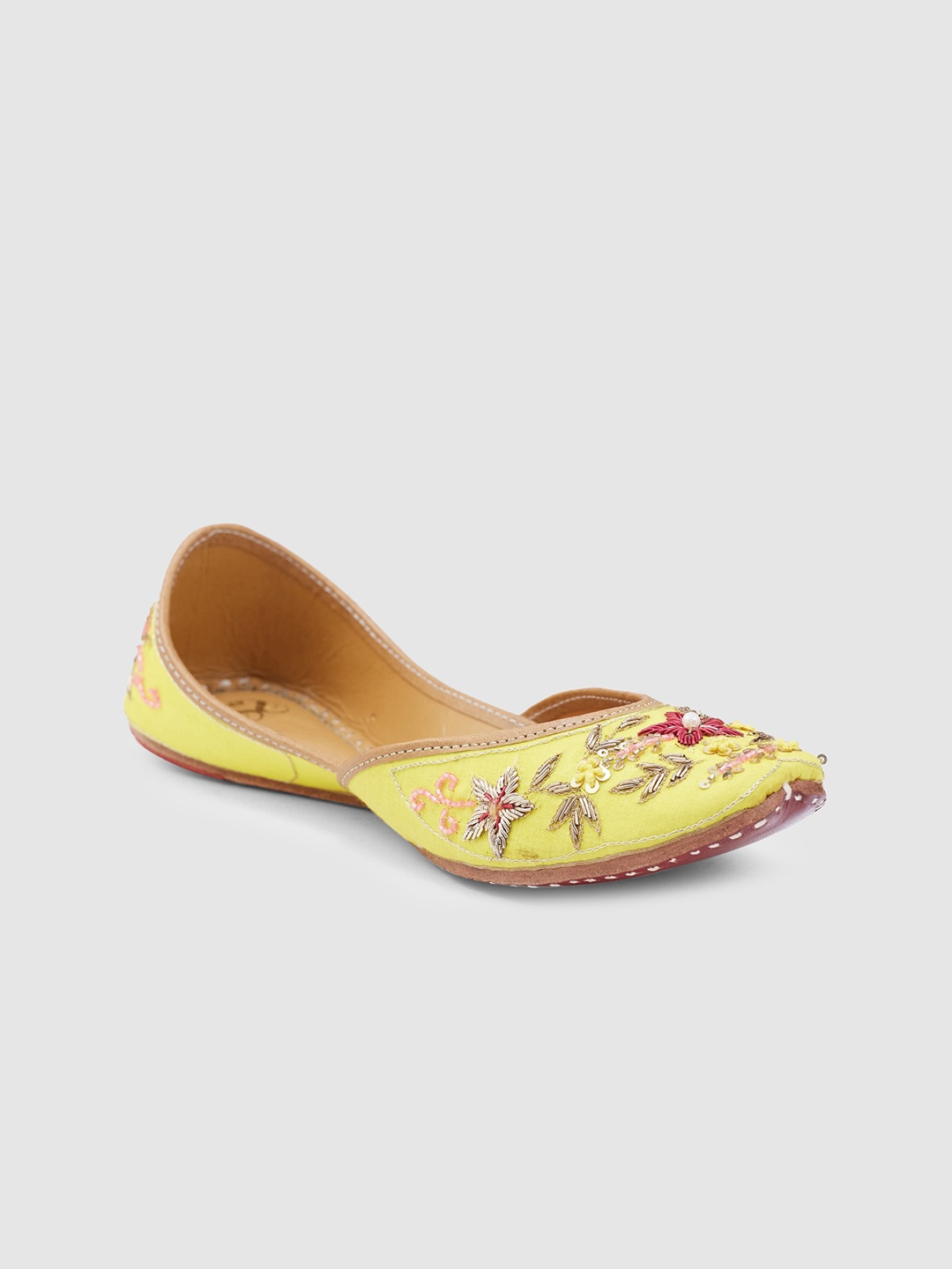 

Sole To Soul Ethnic Embellished Mojaris Flats, Yellow