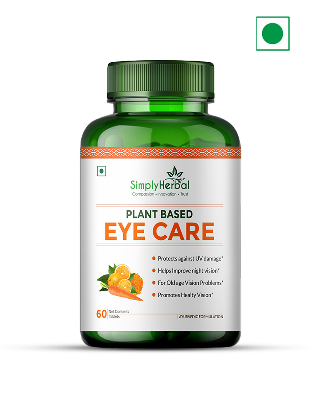 

Simply Herbal Plant Based Eye Care Protects from Blue Light & Improves Vision - 60 Tablets, Green