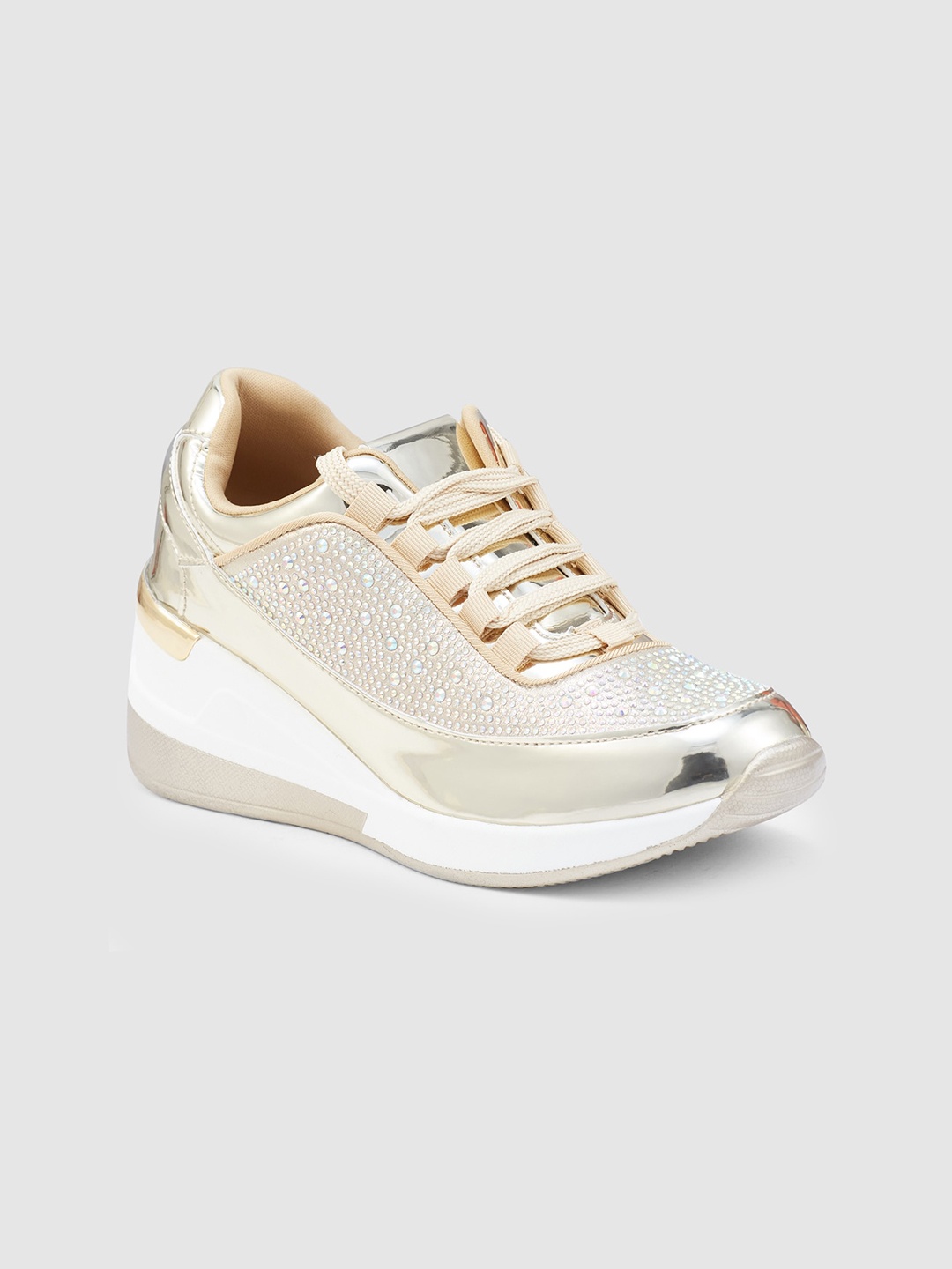 

Sole To Soul Women Embellished Metallic Sneakers, Gold