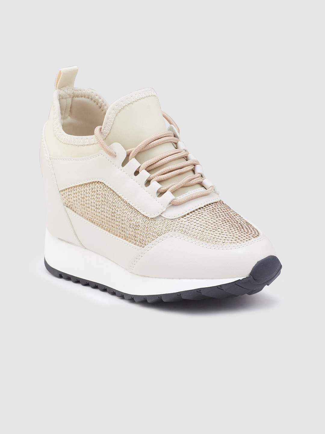 

Sole To Soul Women Embellished Lace-Up Sneakers, Beige