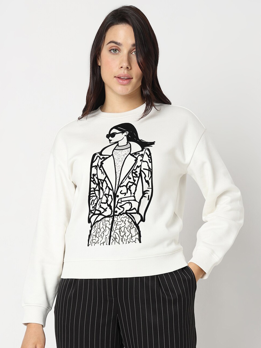 

Vero Moda Graphic Printed Pullover, White