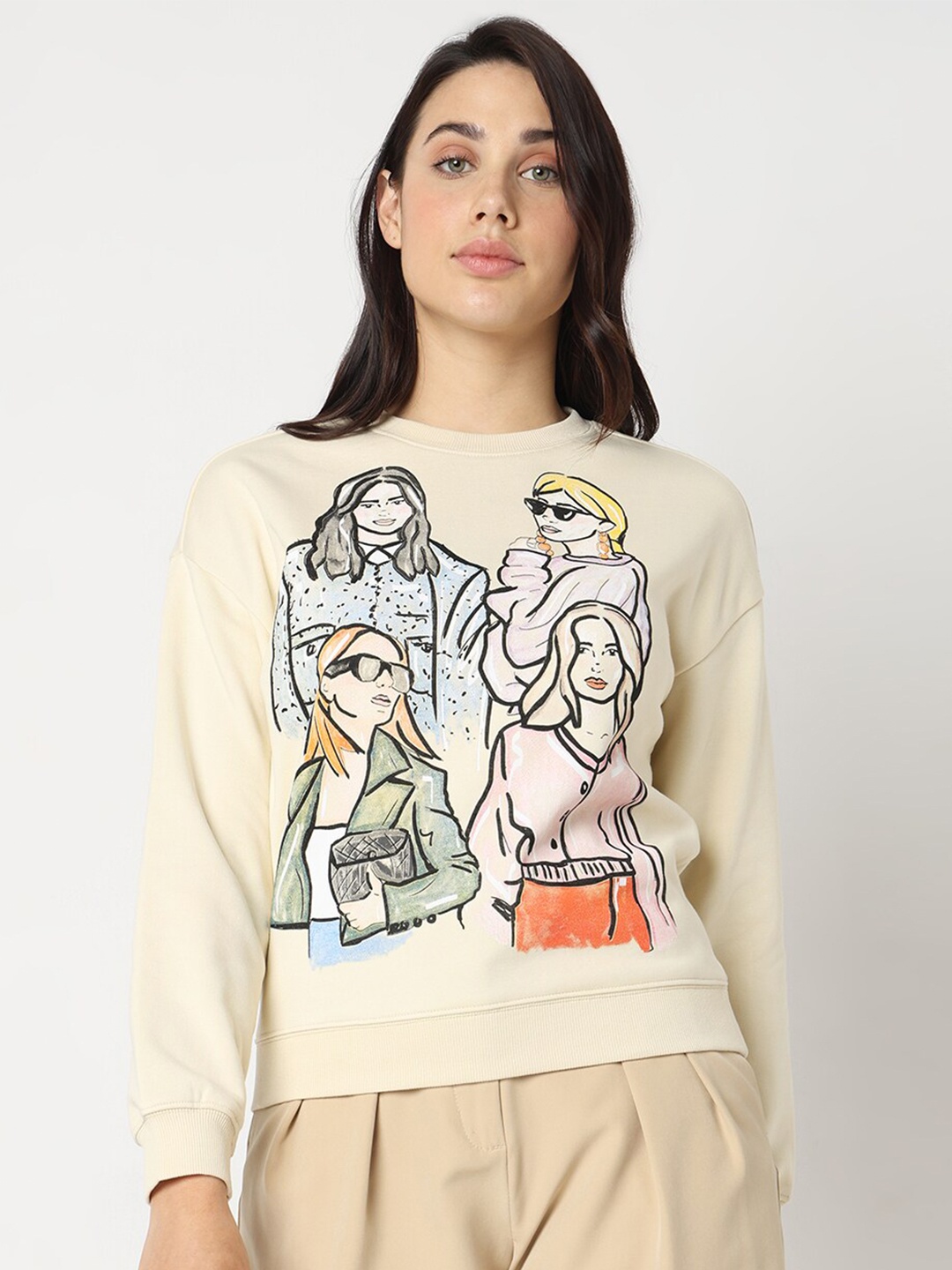 

Vero Moda Graphic Printed Pullover, Beige