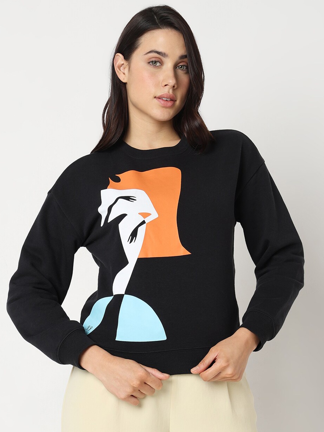 

Vero Moda Graphic Printed Pullover, Black