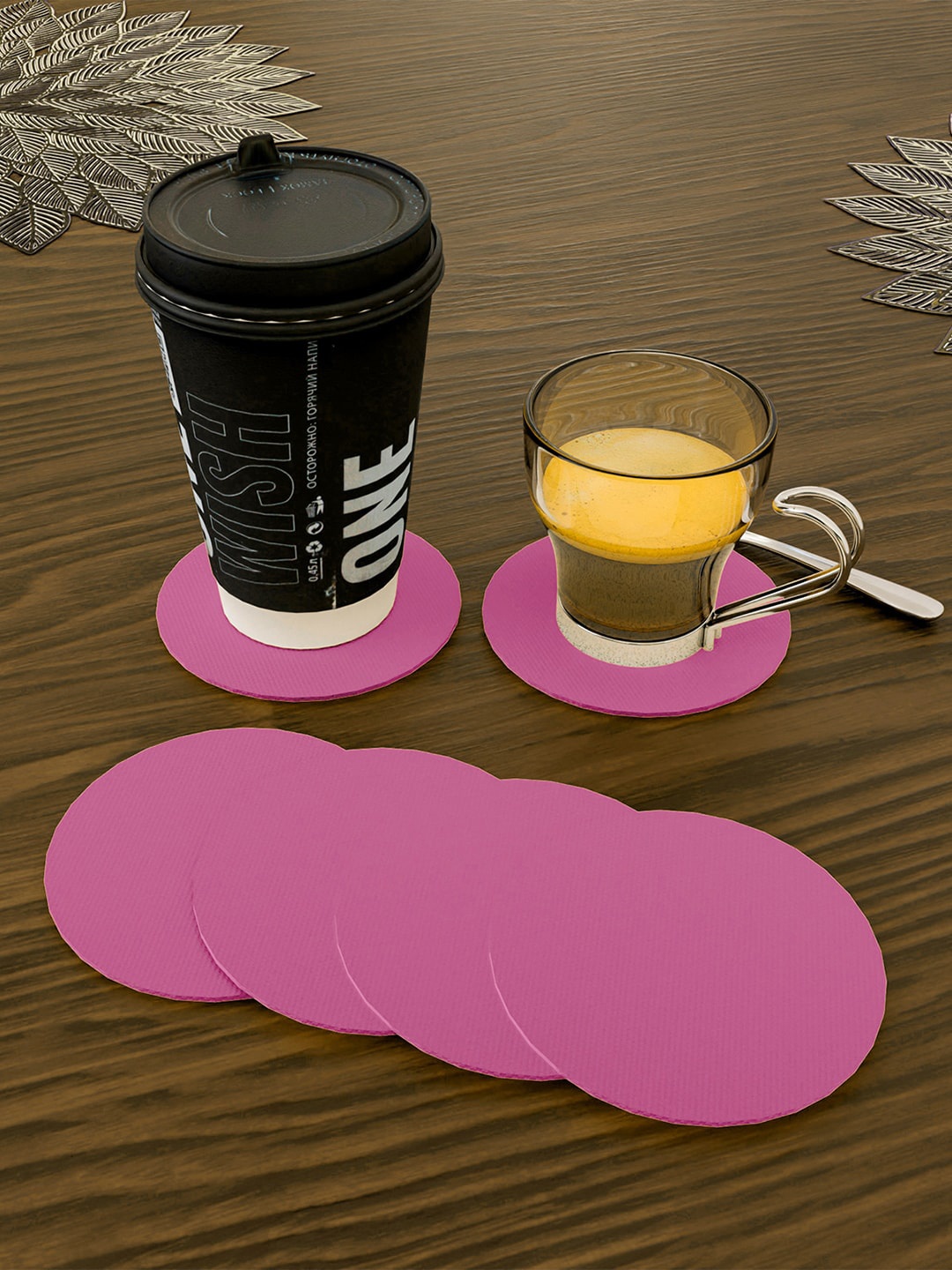 

Kuber Industries 12 Pcs Pink Round Coasters
