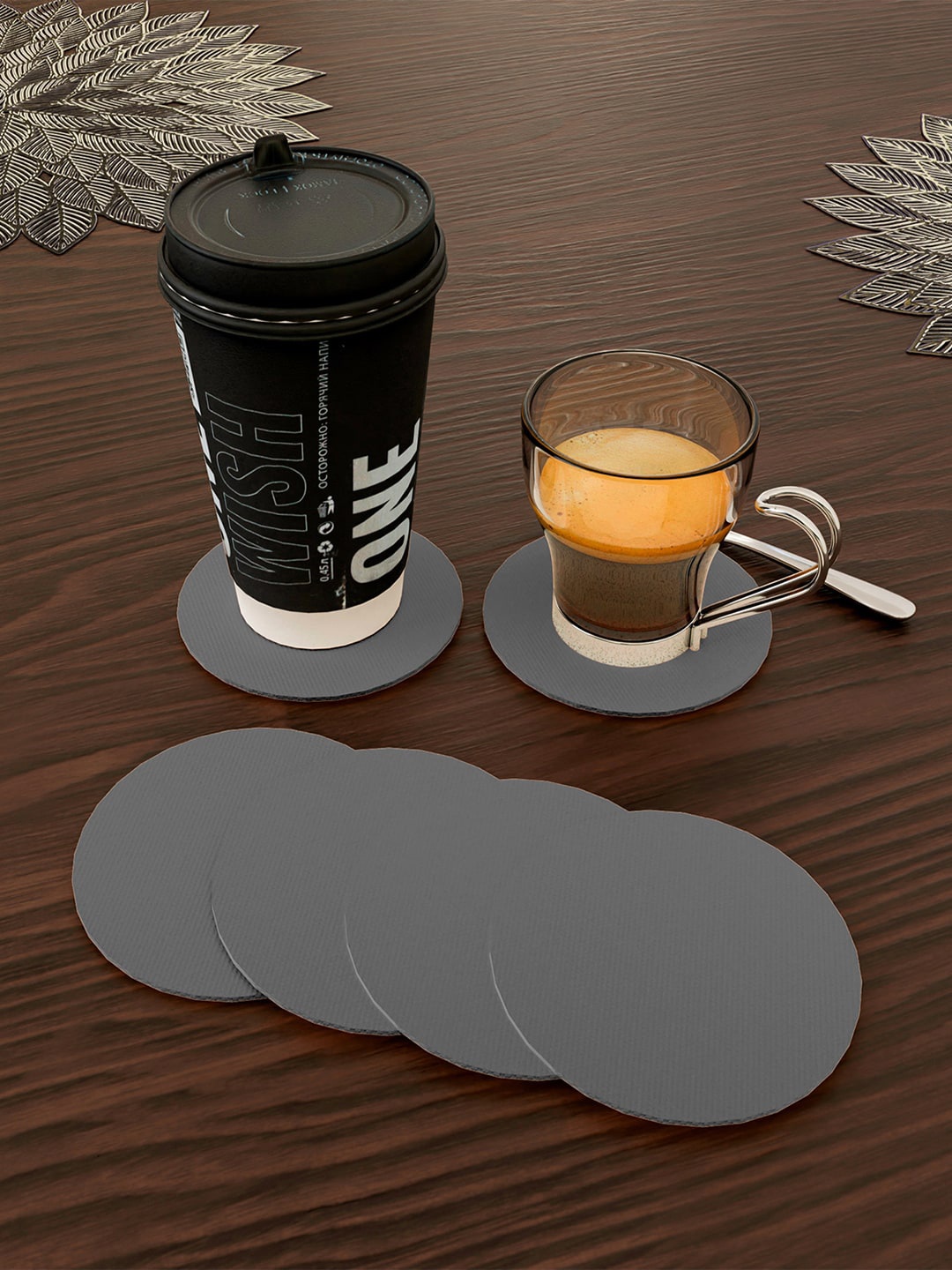 

Kuber Industries 12 Pcs Grey Round Coasters