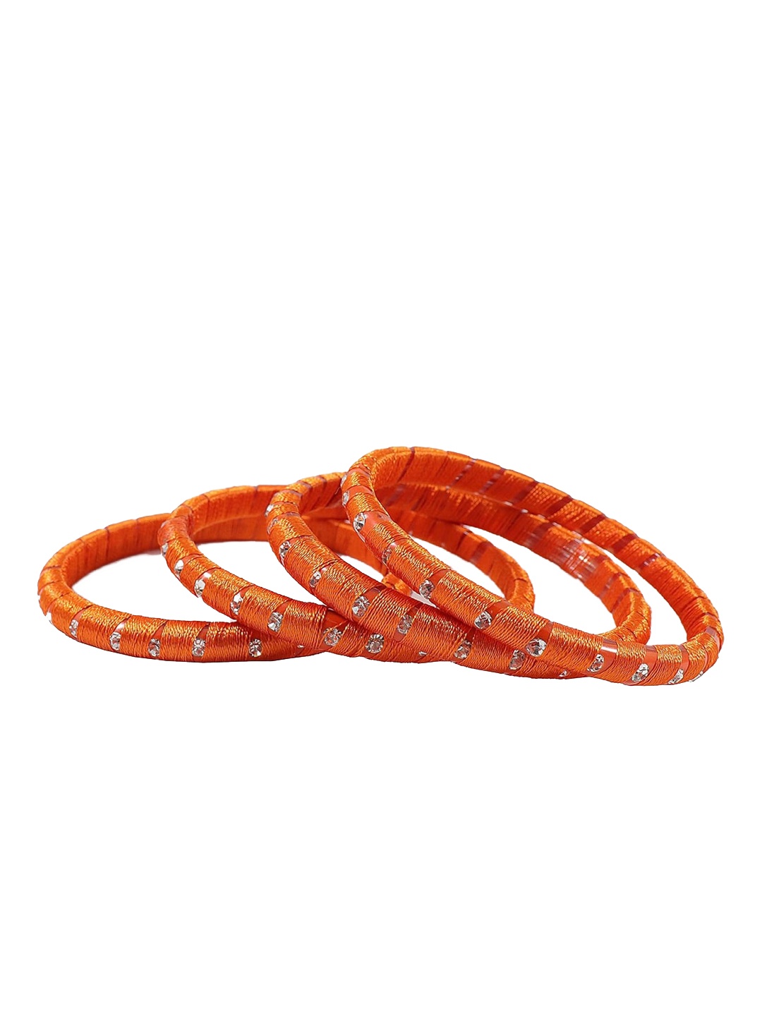 

NMII Set Of 8 Zircon Stone-Studded Bangles, Orange