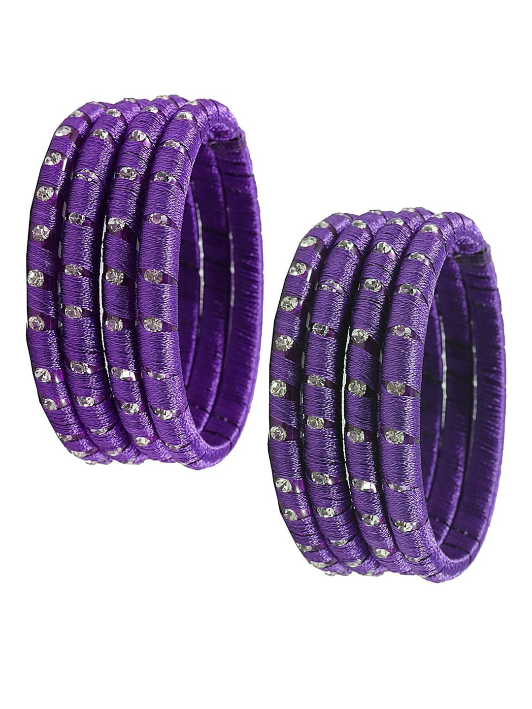 

NMII Set Of 8 Zircon Studded Bangles, Purple